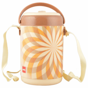 CELLO Mark 4 Plastic Insulated Lunch Carrier, Brown | Leak Proof Container | Stainless Steel Lunch Box Set of 4 | Lunch Box with Handle | Insulated Lunch Box for Office