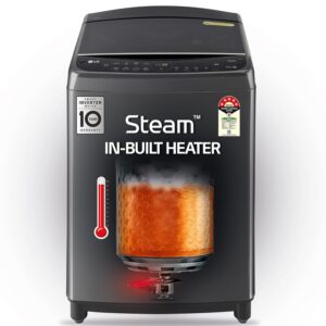 LG 10.0 Kg 5 Star AI Direct Drive Technology, ThinQ (Wi-Fi), Steam Wash for Allergy Removal Fully Automatic Top Loading Washing Machine (THD10SWM, Middle Black, More Fabric Care & Convenience)