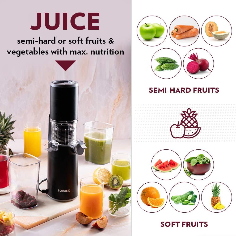 Borosil 130W Easy Cold Press Slow Juicer 7