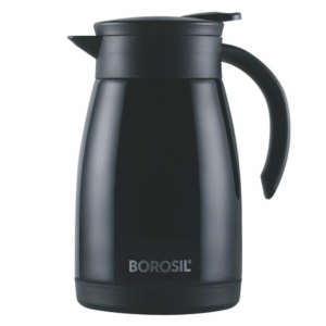Borosil Stainless Steel 750ml Teapot with Handle | Double Wall Vacuum Insulated Thermosteel Carafe | BPA Free Jug for Tea/Coffee & Juice | 16 Hours Hot & 24 Hours Cold | 1 Year Warranty, Black