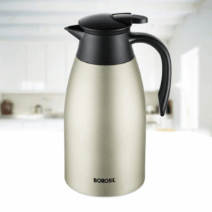 Borosil Stainless Steel Oyster 2000 ML Vacuum Insulated Teapot | Silver | 1 Pc