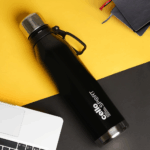 Cello Bentley Vacuum Insulated Thermosteel Water Bottle 1100ml, Black | 24 Hrs Hot & Cold, Leak Proof Lid, ISI Certified | Double Walled Vacuum Insulated Flask Bottle for Office, Gym, School & Travel