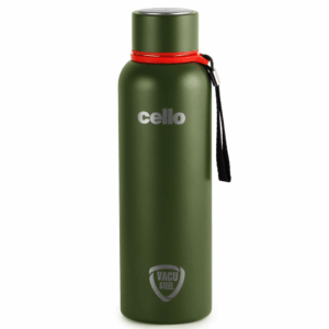 Cello Duro Kent Thermosteel Water Bottle 900ml, Military Green | ISI Certified | 24 Hours Hot & Cold Flask | Double Walled Vacuum Insulated Bottle | Ideal for Personal Use, Corporate & Festive Gifting
