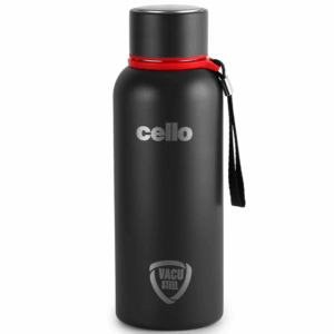 Cello Duro Kent Thermosteel Water Bottle 550ml, Black | ISI Certified | 24 Hours Hot Or Cold | Double Walled Vacuum Insulated Flask Bottle for Tea, Coffee | Ideal for Gifting, Personal Use & Office