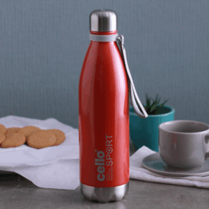Cello Scout Stainless Steel Insulated Water Bottle with Wrist Strap | Double Walled Bottle | Leakproof | Ideal for Outdoor Activities, Office, Home & School, College | 500ml, Red