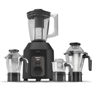 Havells Hexo Plus 1100 Watts 4 Jar Mixer Grinder | High Speed Mixier 22000 RPM motor | 100 Minutes Continuous Run Time | 2 Ltr Break Resistant Blending Jar | 5 Year Motor Manufacturer Warranty