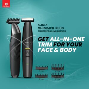 Havells ST8000 Shimmer plus, 5 in 1 rechargeable Dual-Blade Shaver cum Trimmer with 4 Trimming Combs