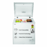 Haier HFC-145SM5, 5 Star Rating, Single Door Convertible Deep Freezer, Inside Metal Liner with Deo Fresh Technology, Compact Design & Removable Gasket (White)
