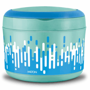 MILTON Big Bite Lunch Box PU Insulated Double-Walled Stainless Steel Container with Inner Partition Plate & Carrying Handle, 900 ml, Aqua Green for Travelling, School & Office