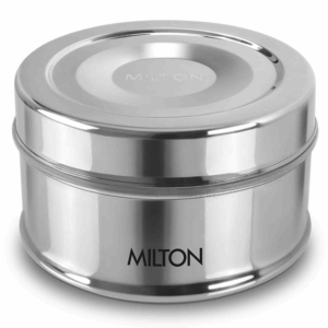 MILTON Steel Snack Medium Lunch Box PU Insulated Stainless Steel Container with Inner Partition Plate, 700 ml, Silver, for Travelling, School & Office