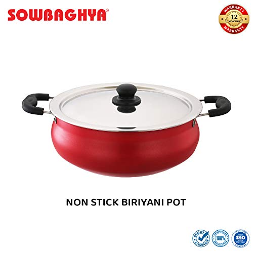 SOWBAGHYA Aluminium Biryani Pot With Lid, 6 L (Red) 1