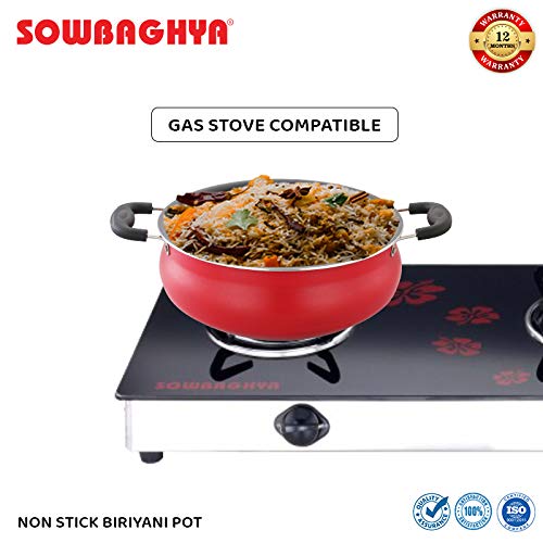 SOWBAGHYA Aluminium Biryani Pot With Lid, 6 L (Red) 3