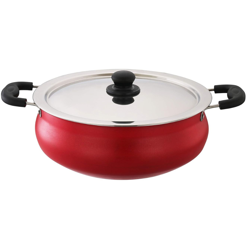 SOWBAGHYA Aluminium Biryani Pot With Lid, 6 L (Red)