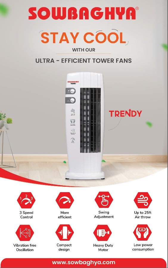 SOWBAGHYA Trendy Tower Fan 2