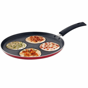 Sowbaghya Non Stick Uttappam Tawa(4Pits) - Red | 4 Cavities | Thickness: 3.2 mm | Dia: 305 mm | 3Layer Whitford Coating | Non Induction