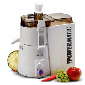 Sujata Powermatic Juicer|900 Watts Double Ball Bearing Motor|22000 RPM|Non-Stop 90 Mins Running|Centrifugal Juicer| (White)