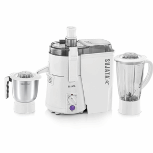 Sujata Powermatic Plus Juicer Mixer Grinder|900 Watts Double Ball Bearing Motor|22000 RPM|Non-Stop 90 Mins Running|2 Jars including 1750ml Blender, 1000ml Grinder Jar| (White)