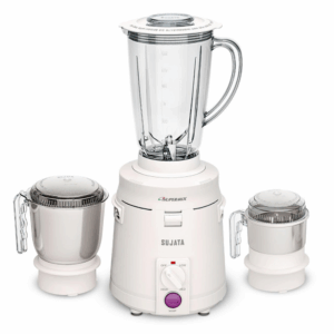 Sujata Supermix Mixer Grinder|900 Watts Double Ball Bearing Motor|22000 RPM|Non-Stop 90 Mins Running|3 Jars including 1750ml Blender, 1000ml Grinder, 500ml Chutney Jar| (White)