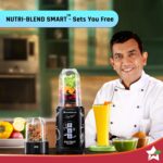 Wonderchef Nutri-blend SMART Automatic Mixer Grinder with Dual Pulse Function|22000 RPM|100% Full Copper Motor|2 Unbreakable Jars| 500 Watt| 2 Years Warranty| Recipe book by Chef Sanjeev Kapoor| Black
