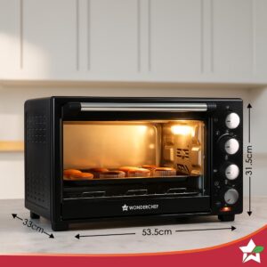 Wonderchef Oven Toaster Griller (OTG) - 28 litres, Black - with Rotisserie,Auto-Shut Off, Heat-Resistant Tempered Glass, Multi-Stage Heat Selection | Bake, Grill, Roast | Easy clean