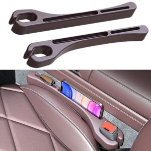 2PCS Car Seat Gap Filler，Gap Stopper Fill Gap Between Seat and Console，Built-in Recessed Storage Organizer，Universal for Most Cars Trucks SUVs to Stop Things from Dropping（Brown）