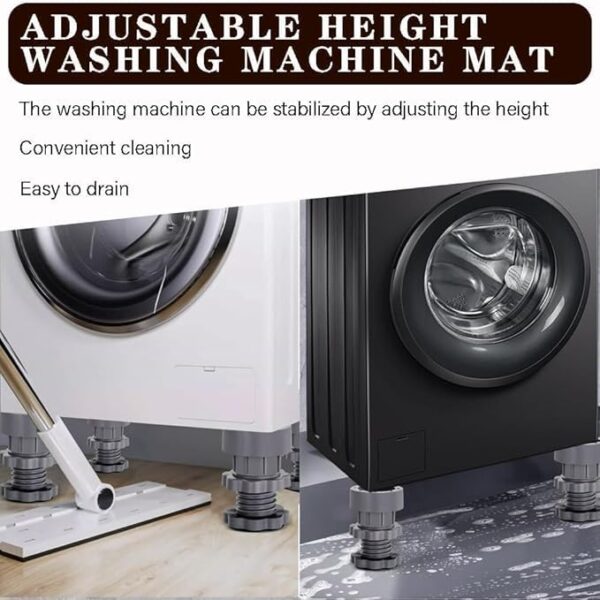 Pack of 4 Adjustable Anti-Vibration Washing Machine Support Pads,Floor Protection & Noise Reduction -for Appliances & Furniture, Rubber Leveling Feet Stabilizer - Image 2