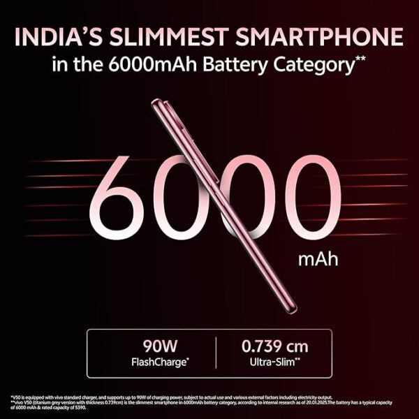 Vivo V50 5G (Rose Red, 12GB RAM, 512GB Storage) - Image 2