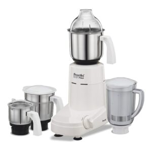 Preethi Eco Plus Mixer Grinder for Kitchen|750 Watt Mixie, 4 jars|Super Extractor juicer Jar| 2 Year Product Warranty| White (MG 157)