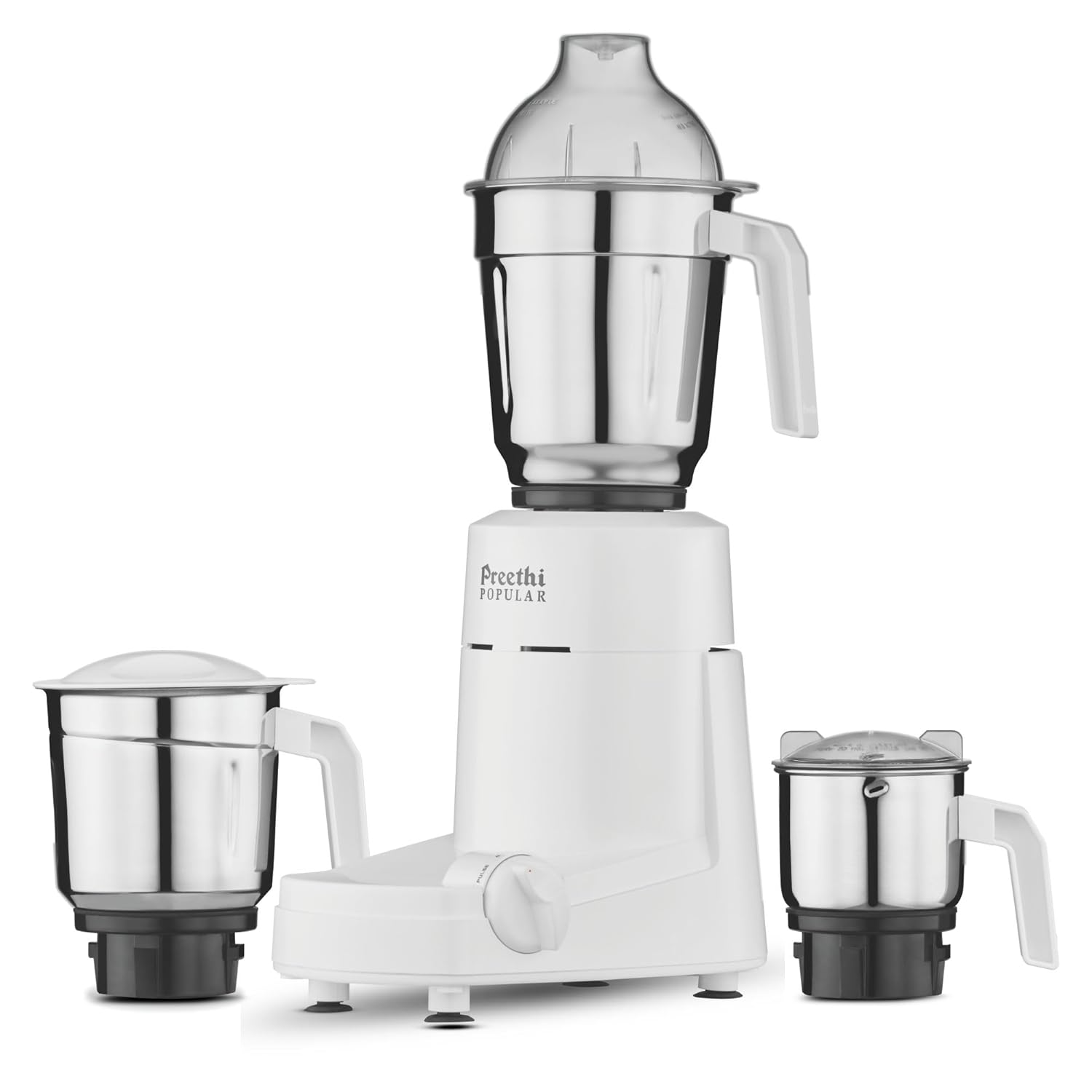 Preethi Popular MG 142 mixer grinder 750-Watt (White), 3 Jars with with 2yr Guarantee & Lifelong Free Service