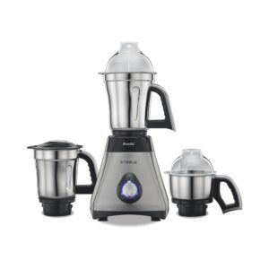 Preethi Steele 110V Mixer Grinder for Kitchen | 3 Jar, 550W Mixie| Perfect for Grinding | Silver/Black (MG 206) - Only use in USA & Canada