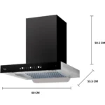 Preethi KH307 Auto Clean Wall Mounted Black, Silver 1200 CMH Chimney