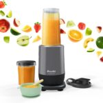 Preethi MiniBlend Compact Food and Juice Blender for Lump Free Purees, Smoothies and Protein Shakes | Razor sharp Ninja blades with 2 Leak-proof Jars, Sipper & Storage Lids | Free Lifelong Service