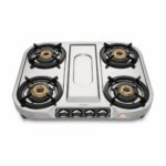 Preethi Shine Stainless Steel Gas Stove 4 Burners I Manual Ignition I ISI Certified I 2 Year Warranty