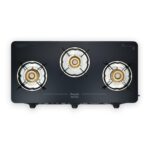 Preethi Alya 3 Burner Glass Top Gas Stove | 5-Year Warranty on Glass & Burners | ISI Certified