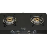 Preethi Blu Flame Gleam Glass Top 2-Burner Manual Gas Stove (Black) (ISI Certified), GTS102