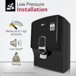 LG RO Water Purifier | 8L Storage Airtight Stainless Steel Tank | Multi Stage Filtration | Wall Mount | Suitable for all Water Sources, WW132NF, Black