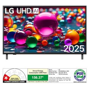LG 108cm (43) 4K UHD AI TV (UA8300), α7 AI Processor Gen8, FILMMAKER MODE™, with Dolby Atmos 2025 43UA8300