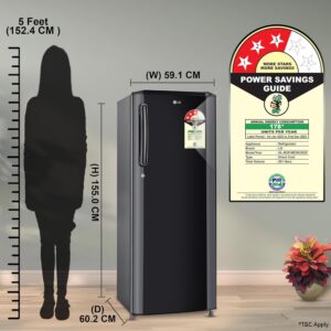 LG 261 L, 3 Star, Smart Inverter Compressor, Direct Cool Single Door Refrigerator (GL-B281BESX, Ebony Sheen, Fast Ice Making & Moist 'N' Fresh)