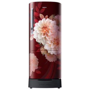 Samsung 183 L, 5 Star, Digital Inverter, Direct-Cool Single Door Refrigerator (RR20F2825BR/NL, Begonia Red, Base Stand Drawer)