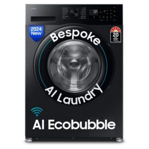 Samsung Smart Choice 12 kg, 5star, AI Ecobubble, Super Speed, Wi-Fi, Hygiene Steam with Inbuilt Heater, Digital Inverter, Fully-Automatic Front Load Washing Machine (WW12DG5B24AXTL, Inox)