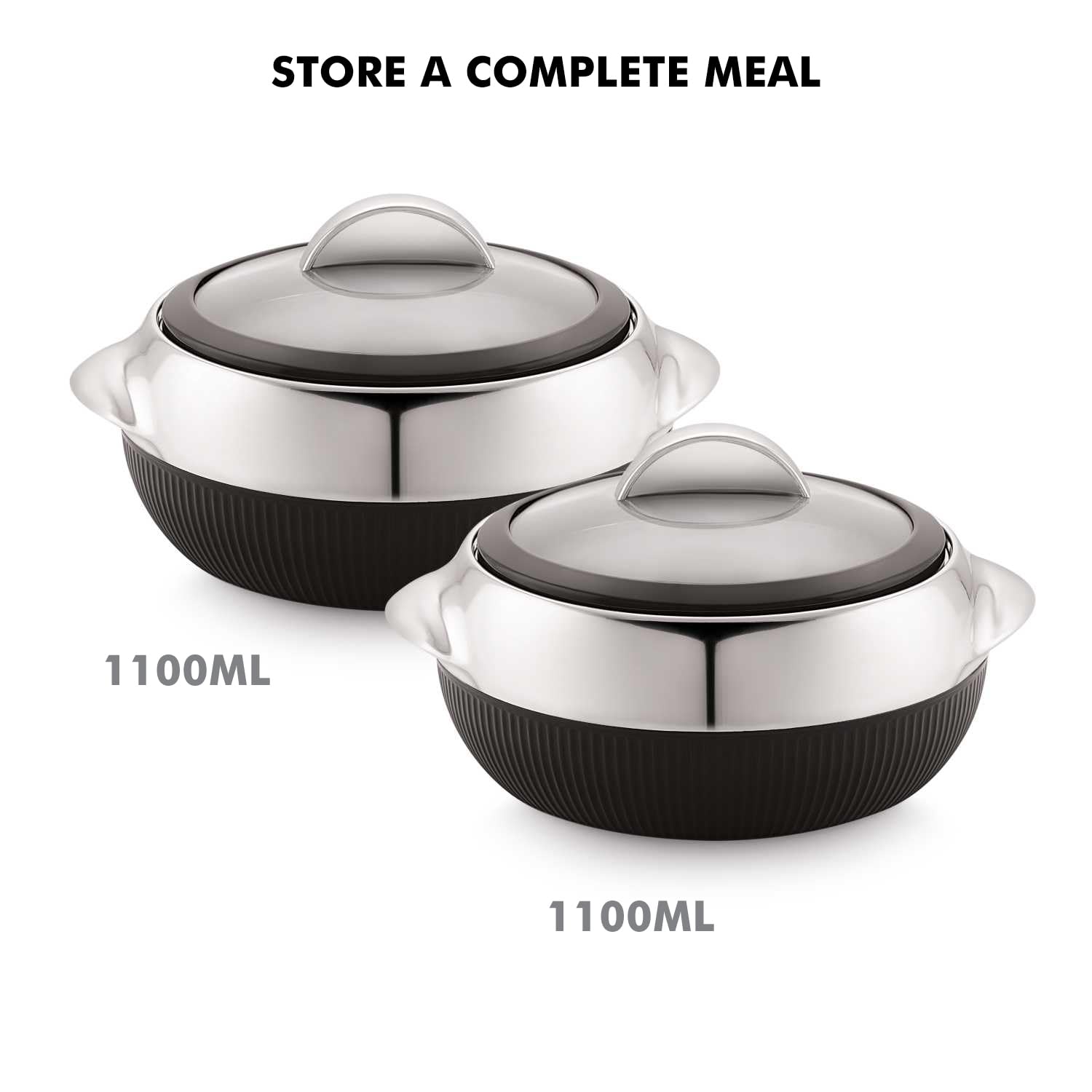 CELLO Linea 2 Pcs Casserole Set, Black, 1100 ml x 2 06