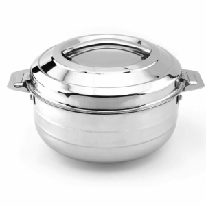 CELLO Lumina Insulated Stainless Steel Casserole with Lid 5000 ml, Silver | Food Grade Easy to Serve Hot Case for Roti, Rice, Curry | Hot Food Serving Hot Pot Casserole for Kitchen, Dinning & Gifting