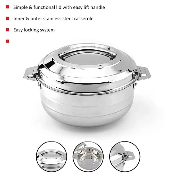 CELLO Lumina Stainless Steel Casserole, Double Walled, 1500 ml 2
