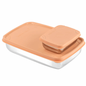 CELLO Max Steel Lunch Box, 2 Units, Orange | Stainless Steel Lunch Box with Inner Veg Box | Tiffin Box with Air-Tight Lid | Ideal for Office and School for Healthy Meal Storage, Big