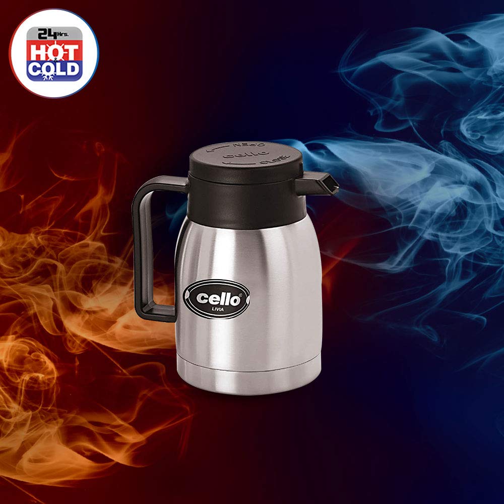 Cello Livia Stainless Steel Carafe, 1000ml, Silver 3