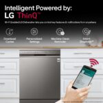 LG 14 Place Settings Inverter Direct Drive, Wi-Fi Free Standing Dishwasher (DFB424FP, Silver, Silent Operation, Tough Stain Removal, Adjustable racks & TrueSteam)
