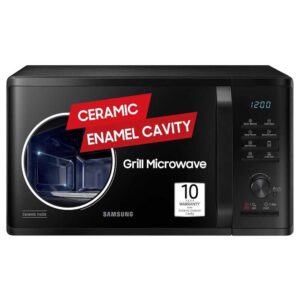 Samsung 23 L Grill Microwave Oven (MG23A3515AK/TL, Black, Various Auto Cook Programs, Keep Warm, Quick Defrost, LED Display, Ceramic Enamel Cavity, Wire Rack with 10 year warranty)