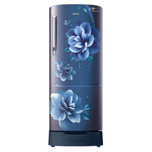Samsung 183 L, 3 Star, Digital Inverter, Direct-Cool Single Door Refrigerator (RR20C1823CU/HL, Camellia Blue, Base Stand Drawer)