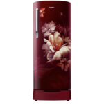 Samsung 183 L, 3 Star, Digital Inverter, Direct-Cool Single Door Refrigerator (RR20D1823RZ/HL, Midnight Blossom Red, Base Stand Drawer)