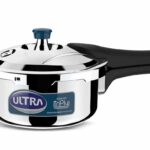Ultra Triply Krono Pressure Cooker 1.5 Litre | Whistle Counter | Spillage Control | AISI 304 Food Grade Stainless Steel Cooker | 5 Years Warranty, Injection Moulded Handles & Induction Compatible